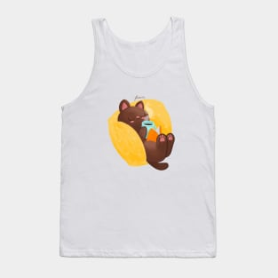 Cat sipping coffee Tank Top